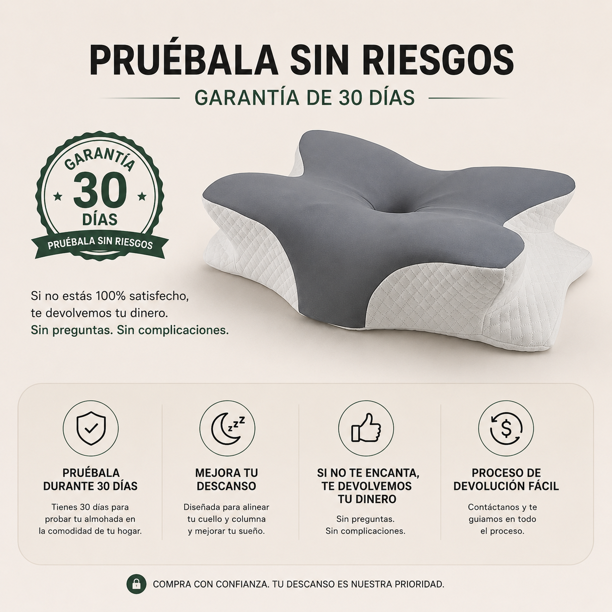 Almohada Cervical Ergonómica Memory Foam | Descanso y Alivio de Cuello